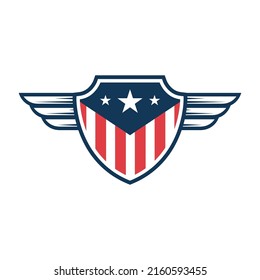 Emblem Template American Flag Wings Design Stock Vector (Royalty Free ...