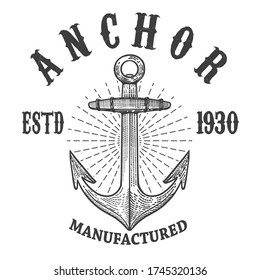 Emblem template with anchor. Design element for logo, sign, badge, t shirt. Vector illustration
