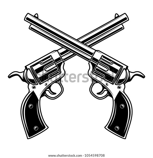 Emblem Template Crossed Revolvers Design Element Stock Vector (Royalty ...