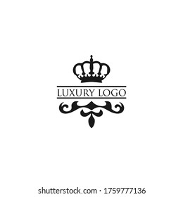 emblem template with crown. Sign for Restaurant, Royalty, Jewelry, Boutique, Cafe, Hotel, Heraldic.