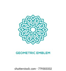 Emblem template design with overlapping elements on a white background. Vector illustration.