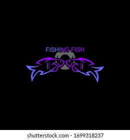 emblem template with perch and fishing Design element for logo  label  sign  poster. Vector illustration