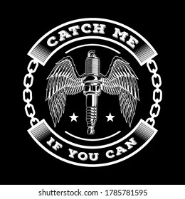 Emblem template with winged motorcycle motor. Design element for poster, logo, label, sign, t shirt. Custom motorcycle typography, t-shirt graphics, vectors.