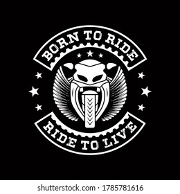 Emblem template with winged motorcycle motor. Design element for poster, logo, label, sign, t shirt. Custom motorcycle typography, t-shirt graphics, vectors.