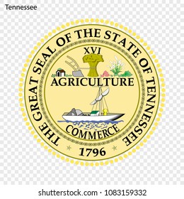 Emblem of Tennessee, state of USA. Vector illustration