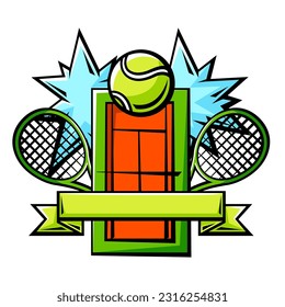 Emblem with tennis symbols. Sport club label or emblem.