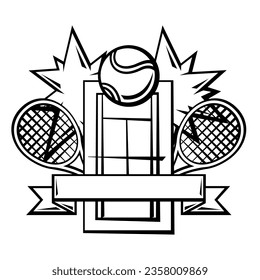 Emblem with tennis symbols. Sport club label or emblem.