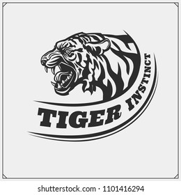 The emblem with tiger for a sport team.