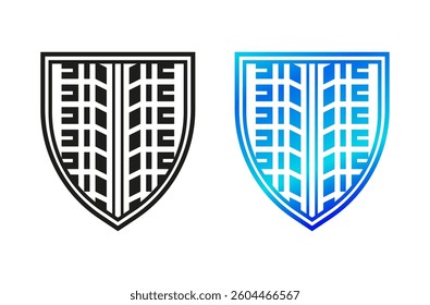 Emblem with tire tracks set.
