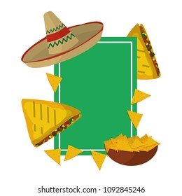 emblem with traditional and delicious mexican food