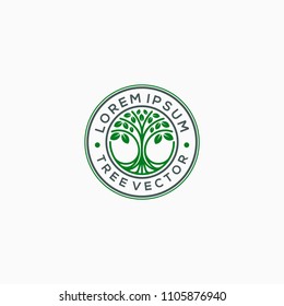 Emblem tree logo template vector illustration