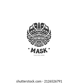 Emblem tribal mask logo concept, abstract logo for art