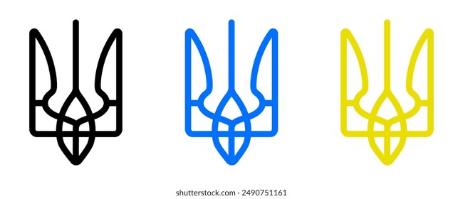 emblem of Ukraine icon. Trident symbol. Ukrainian independence sign. Tryzub pictogram.