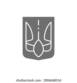 Emblem of Ukraine, Trident, coat of arms gray icon.