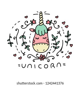the emblem of the unicorn in the style of Doodle