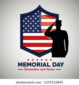 emblem usa flag and soldier to memorial day