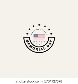 Emblem for USA Memorial Day in traditional colors with the flag of America. Remember and read. For website, mobile application, banner. Vector illustration