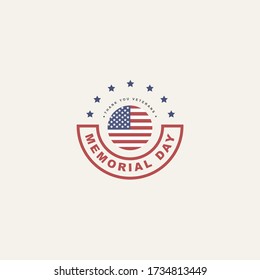 Emblem for USA Memorial Day in traditional colors with the flag of America. Remember and read. For website, mobile application, banner. Vector illustration