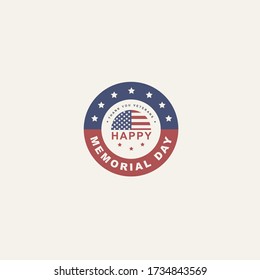 Emblem for USA Memorial Day in traditional colors with the flag of America. Remember and read. For website, mobile application, banner. Vector illustration