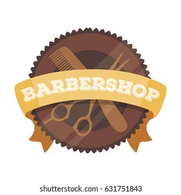 The emblem used in the hairdresser. A stylish badge advertising a hairdresser. Hairdresser's beauty salon.Barbershop single icon in cartoon style vector symbol stock illustration web.