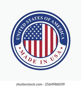 emblem vector design circle stamp made in usa sign with vertical united states flag element