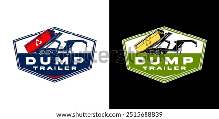 The emblem vector logo illustration features a dump trailer. Captures the essence of a dump trailer with a clean and professional look, making it ideal for branding and promotional material