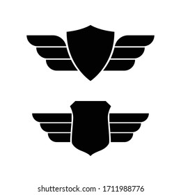 Emblem vector set. Badge with extra wings.