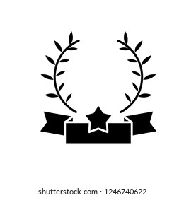 Emblem of victory black icon, vector sign on isolated background. Emblem of victory concept symbol, illustration 