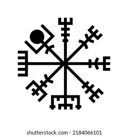 Emblem viking Glyph Symbol Vektorgrafik. Emblem-Wikingerschild. einzelne Symbolillustration