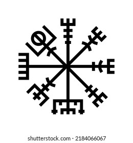 Emblem Viking Linie Symbol Vektorgrafik. Emblem-Wikingerschild. isoliertes Kontursymbol