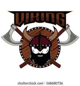 emblem Viking warrior skull logo