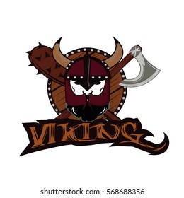 emblem Viking warrior skull logo