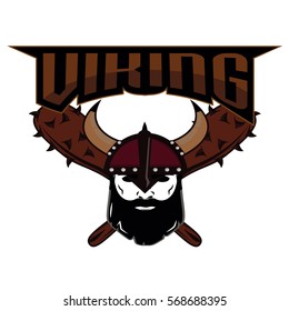 emblem Viking warrior skull logo