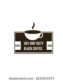 Emblem vintage coffee logo vector, retro badge coffee cup logo, premium coffee shop bar brand symbol icon.