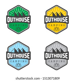 emblem vintage out house camping logo design vector