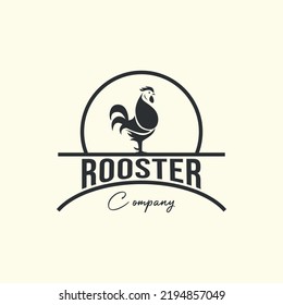 emblem and vintage rooster style logo vector icon design. chicken, animal template illustration