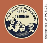 Emblem vintage sticker patch logo illustration of South Dakota. The Mount Rushmore