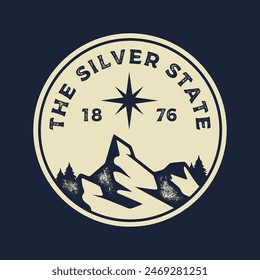 Emblem vintage sticker patch logo illustration of Nevada. The Silver state