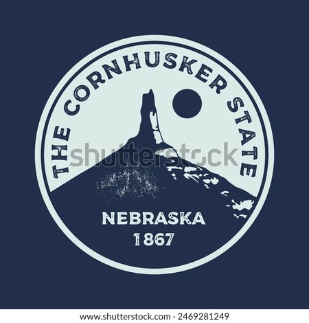Emblem vintage sticker patch logo illustration of Nebraska. The Cornhusker state