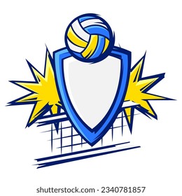 Emblem with volleyball symbols. Sport club label or emblem.