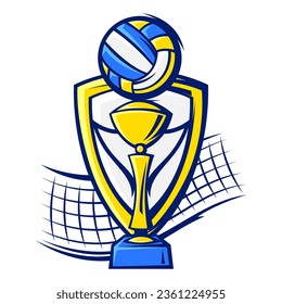 Emblem with volleyball symbols. Sport club label or emblem.