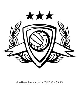 Emblem with volleyball symbols. Sport club label or emblem.