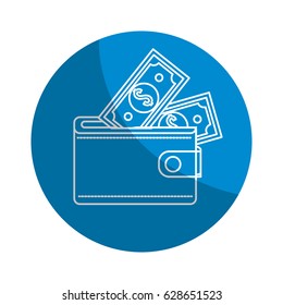 emblem wallet with dolars bills inside