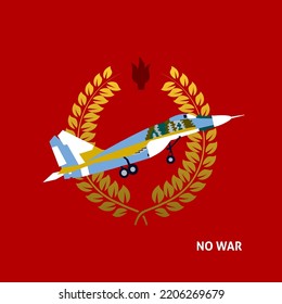 Emblem War Army Plane Fighter. Vector Illustration of Transport.