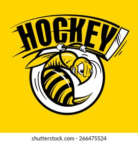 emblem of the wasp with a hockey stick