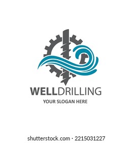 emblem of water well drilling isolated on white background