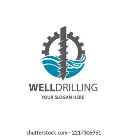 emblem of water well drilling isolated on white background