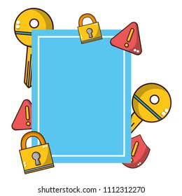 emblem with web caution virus protection vector illustration