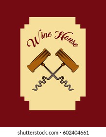 emblem of wine house with corkscrew icon. colorful design. vector illustration