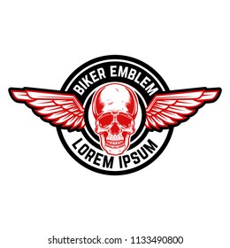 Emblem with winged skull. Design element for emblem, sign, label. vector image